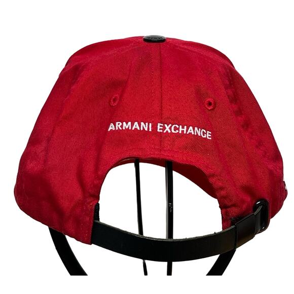 Armani Exchange A|X Men's Baseball Leather Strapback Hat Red CLEAN - Picture 3 of 5